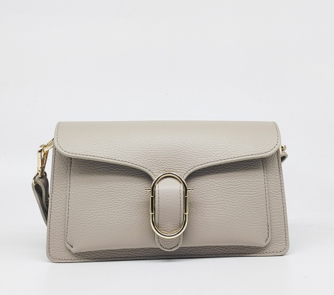 Beżowa listonoszka z klamrą skóra naturalna
