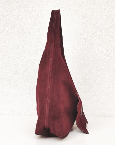 Zamszowy modny worek bordowy