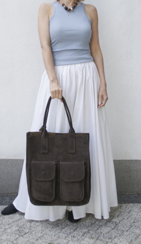 Torba shopper do pracy szkoły brązowa
